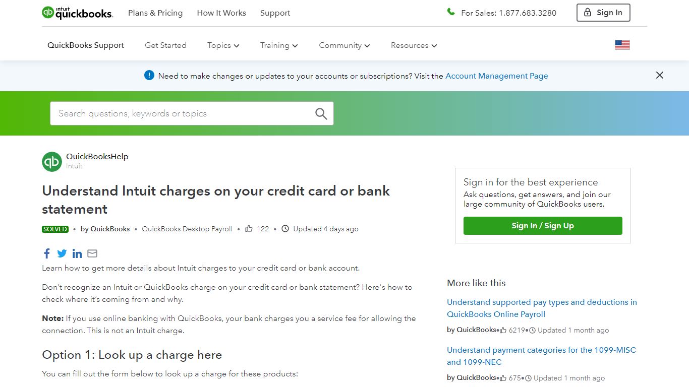 Understand Intuit charges on your credit card or bank statement